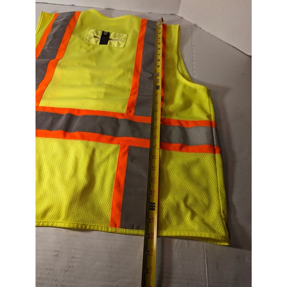 High VIS Vest Men's Large Yellow Orange Reflective Mesh Towing Highway - Picture 9 of 10
